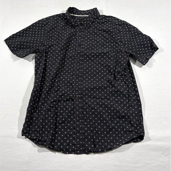 Obey Streetwear Men's Black Print Button Cotton Short Sleeve Collared Shirt Sz M - Picture 1 of 9
